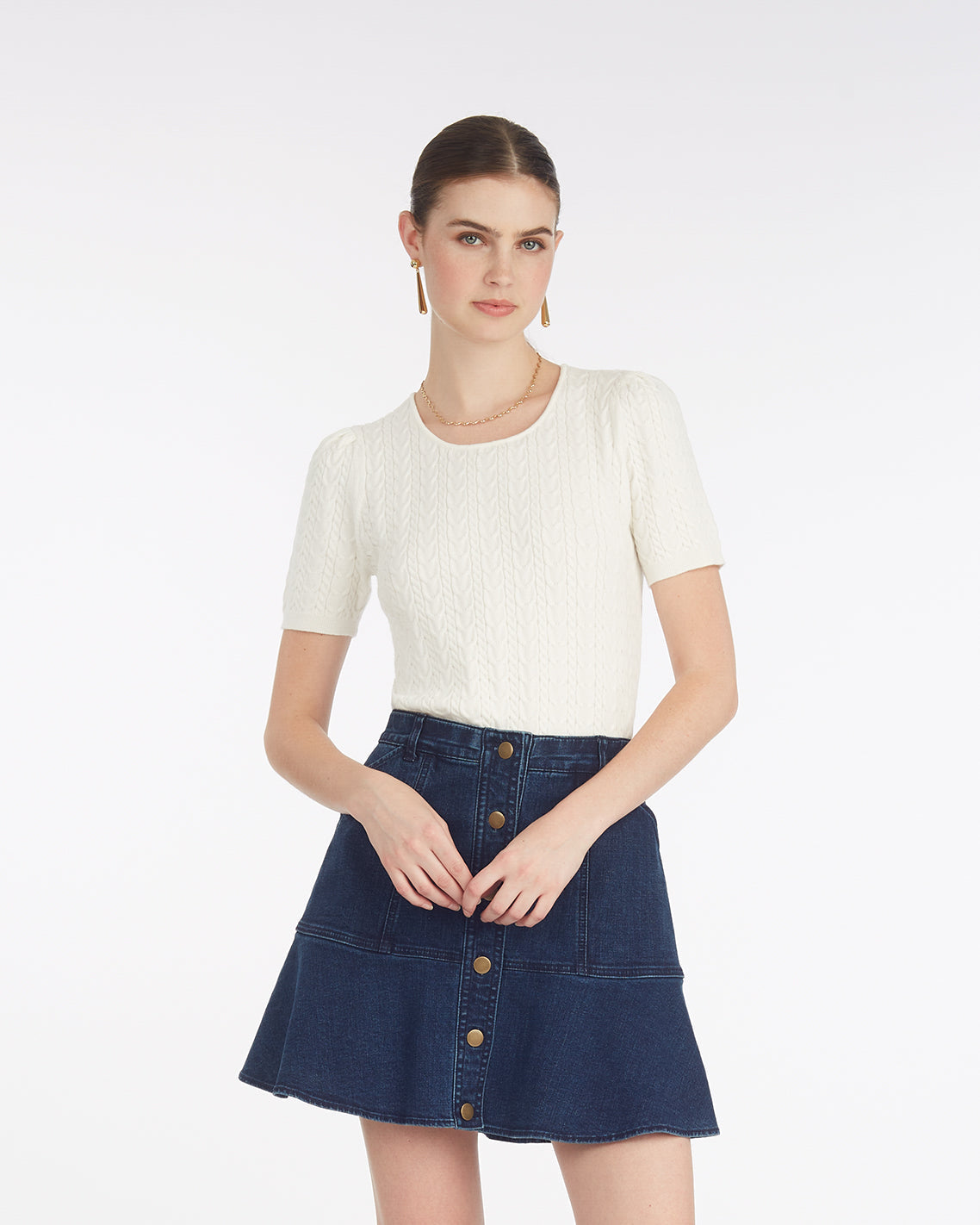Mixed Cable Crewneck Sweater
